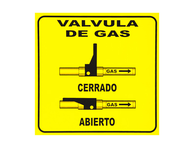 Señalamiento de Válvula de Gas
